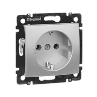 Розетка 1-местная с заземлением без защитных шторок 16А алюминий VALENA (IEK) 770120