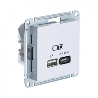 ATLASDESIGN USB РОЗЕТКА A + тип-C 45W высокоскор.заряд. QC, PD, механизм, БЕЛЫЙ (Systeme Electric) ATN000129