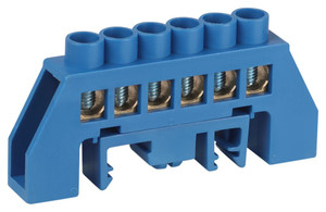 Шина NO-224-109 N ноль в комбинированном изоляторе на DIN-рейку ШНИ-8х12-6-Д-синий (ЭРА) Б0062914