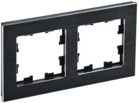 BRITE Рамка 2 поста РУ-2-1-БрЧ металл черный (IEK) BR-M22-M-K02