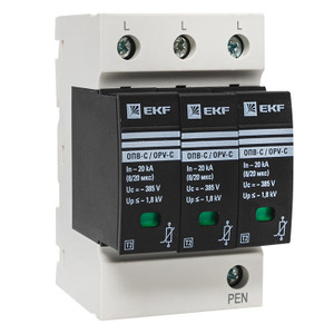 Ограничитель импульсных напряжений серии ОПВ-C/3P In 20кА 400В (с сигнализацией) (EKF) opv-c3