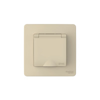 BLANCA С/У IP44 РОЗЕТКА с заземл. со шторк., с крышкой, 16А, 250В, БЕЖЕВЫЙ (Systeme Electric) BLNRS441117