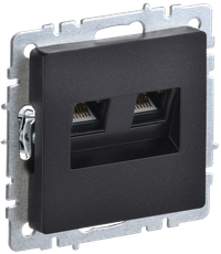 BRITE Розетка компьютерная двойная RJ45 кат.5E РК10-2-БрЧ черный (IEK) BR-K20-1-K02