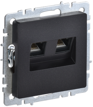 BRITE Розетка компьютерная двойная RJ45 кат.5E РК10-2-БрЧ черный (IEK) BR-K20-1-K02