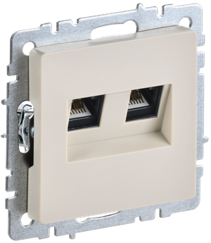 BRITE Розетка компьютерная двойная RJ45 кат.5E РК10-2-БрКр бежевый (IEK) BR-K20-1-K10
