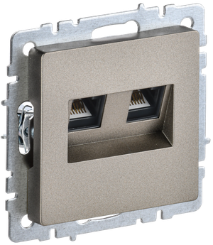 BRITE Розетка компьютерная двойная RJ45 кат.5E РК10-2-БрШ шампань (IEK) BR-K20-1-K37