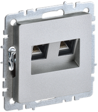 BRITE Розетка компьютерная двойная RJ45 кат.5E РК10-2-БрА алюминий (IEK) BR-K20-1-K47