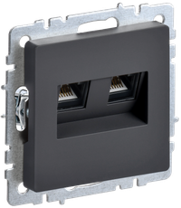 BRITE Розетка компьютерная двойная RJ45 кат.5E РК10-2-БрГ графит (IEK) BR-K20-1-K53