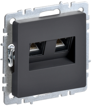 BRITE Розетка компьютерная двойная RJ45 кат.5E РК10-2-БрГ графит (IEK) BR-K20-1-K53