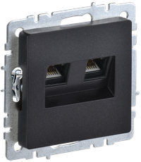 BRITE Розетка двойная RJ11+RJ45 кат.5E РК/Т12-БрЧ черный (IEK) BR-KT20-O-1-K02