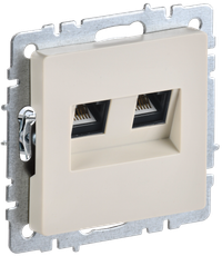 BRITE Розетка двойная RJ11+RJ45 кат.5E РК/Т12-БрКр бежевый (IEK) BR-KT20-O-1-K10