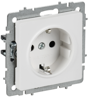 BRITE Розетка 1-местная с заземлением с защитными шторками 16А РС14-1-0-БрАБ арктический белый IEK (IEK) BR-R14-16-K91
