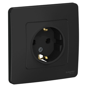 BLANCA скрытой установки розетка с заземлением без шторок, 16А, 250В, антрацит (Systeme Electric) BLNRS001016