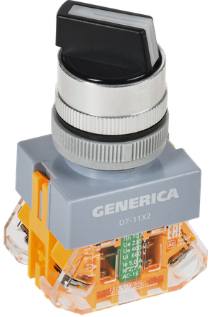 Переключатель D7-11X2 2 полож. 1з+1р черный GENERICA (IEK) BSW50-11X2-3-21-2-K02-G
