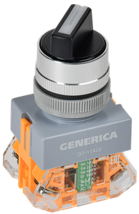 Переключатель D7-11X22 2 полож. 1з+1р возв. черный GENERICA (IEK) BSW50-11X22-3-22-2-K02-G