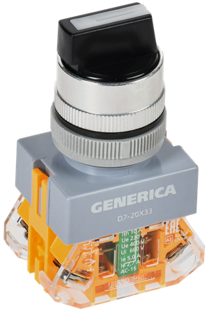 Переключатель D7-20X33 3 полож. 1з+1р возв. черный GENERICA (IEK) BSW50-20X33-3-22-3-K02-G