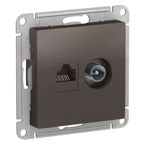 Розетка ATLASDESIGN двойная компьютерная+ТВ RJ45+TV категория 5E механизм мокко (Systeme Electric) ATN000689