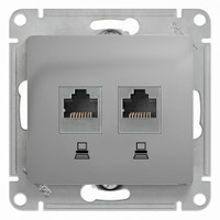 Розетка Glossa двойная компьютерная RJ45 + RJ45 кат.5E механизм алюминий (Systeme Electric) GSL000385KK