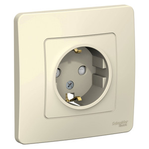 BLANCA скрытой установки розетка с заземлением со шторками, 16А, 250В, молочный (Systeme Electric) BLNRS001112