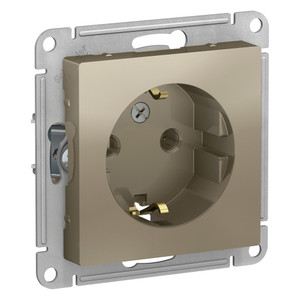 Розетка ATLASDESIGN с заземлением 16А механизм шампань (Systeme Electric) ATN000543