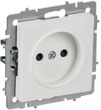 BRITE Розетка 1-местная без заземления с защитными шторками 10А РСш10-2-БрАБ арктический белый IEK (IEK) BR-R13-10-K91