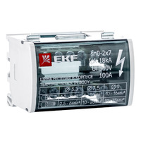 Шина нулевая в корпусе 2х7 100А (EKF) sn0-2x7