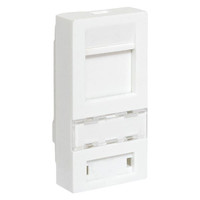 Вставка розеточная TERACOM PRO 45x22.5мм формат Mosaic на 1 модуль Keystone со шторкой и маркером белая (EKF) TRP-INS-MOS-1M1P-WH