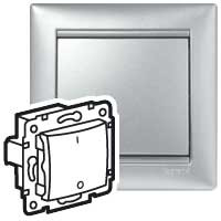 Выключатель 1-клавишный проходной 3-полюсный 10А 400Вбезвинтовое крепление алюминий VALENA (IEK) 770103