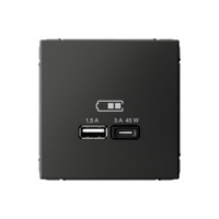 ARTGALLERY USB розетка A + тип-C 45Вт высокоскор.заряд. QC, PD, механизм, базальт (Systeme Electric) GAL001429