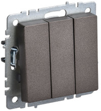 BRITE Выключатель трехклавишный 10А ВС10-3-0-БрТБ темная бронза (IEK) BR-V30-0-10-K45