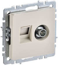 BRITE Розетка двойная TV+RJ45 кат.5E РТВ/РК12-БрКр бежевый (IEK) BR-AK20-1-K10