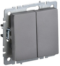 BRITE Выключатель двухклавишный 10А ВС10-2-0-БрС сталь (IEK) BR-V20-0-10-K46