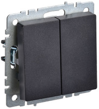 BRITE Выключатель двухклавишный проходной 10А ВС10-2-6-БрЧ черный (IEK) BR-V22-0-10-K02