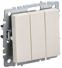 BRITE Выключатель трехклавишный 10А ВС10-3-0-БрКр бежевый (IEK) BR-V30-0-10-K10