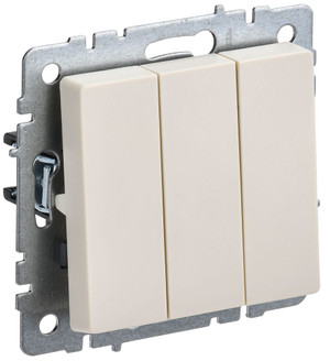 BRITE Выключатель трехклавишный 10А ВС10-3-0-БрКр бежевый (IEK) BR-V30-0-10-K10