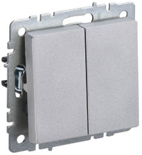 BRITE Выключатель двухклавишный проходной 10А ВС10-2-6-БрА алюминий (IEK) BR-V22-0-10-K47