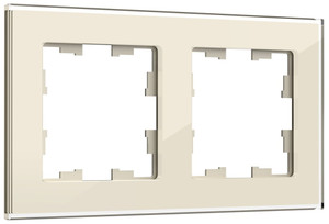BRITE Рамка 2 поста РУ-2-2-БрВа стекло ванильный (IEK) BR-M22-G-K10