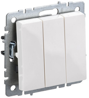 BRITE Выключатель трехклавишный 10А ВС10-3-0-БрБ белый (IEK) BR-V30-0-10-K01