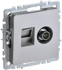 BRITE Розетка двойная TV+RJ45 кат.5E РТВ/РК12-БрА алюминий (IEK) BR-AK20-1-K47