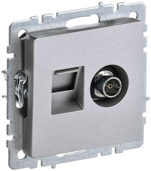 BRITE Розетка двойная TV+RJ45 кат.5E РТВ/РК12-БрА алюминий (IEK) BR-AK20-1-K47