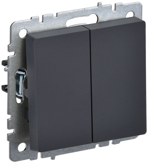 BRITE Выключатель двухклавишный 10А ВС10-2-0-БрГ графит (IEK) BR-V20-0-10-K53