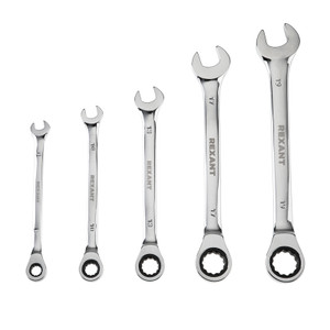 Набор ключей комбинированных трещоточных (8, 10, 13, 17, 19 мм), CrV (REXANT) 12-4841-1