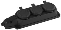 Колодка каучуковая с/з 3гн 16A IP44 черная        K-3e-B-IP44 (ЭРА) Б0044545