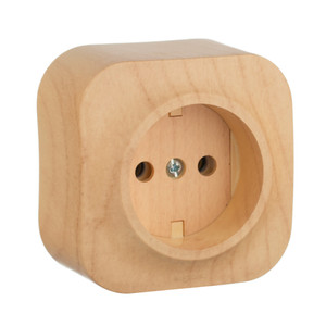 Розетка 1-местная для открытой установки без заземления без защитных шторок 16А дерево QUTEO (IEK) 782270