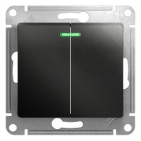 GLOSSA Выключатель двухклавишный с подсветкой схема 5а антрацит в рамку (Systeme Electric) GSL000753