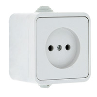 Прага Розетка 10А без заземления IP44 белая (EKF) EKR10-022-10-44