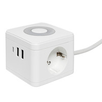 Удлинитель Куб 2 гнезда 2USB 2,4А+Type C + Ночник 1,3 метра 1мм2 (EKF) UBA-CUB-2-TC