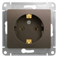 GLOSSA Розетка с заземлением шоколад в рамку (Systeme Electric) GSL000843