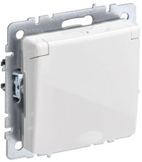 BRITE Розетка с заземлением с защитными шторками и крышкой 16А IP20 РСбш10-3-БрБ белый (IEK) BR-R16-16-K01