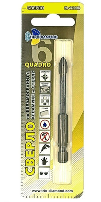 Сверло по керамике и стеклу квадро 8 мм (TRIO-DIAMOND) 440008